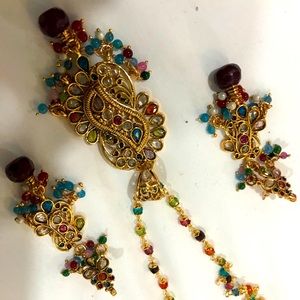Indian necklace set with earrings jumka jewelry